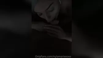 nylamarie aka nylamariexoxo onlyfans Sweet beauty in white lingerie dances before webcam