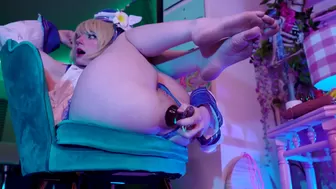 cosplay slut fucks in two holes
