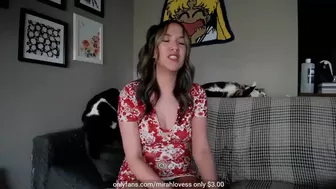 mirah Beautiful female strips and jerks off