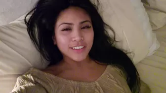 Ember Snow aka embersnow onlyfans busty shmara undresses and caresses her pussy
