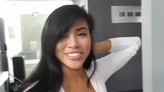 Ember Snow aka embersnow onlyfans busty babe caresses nipples